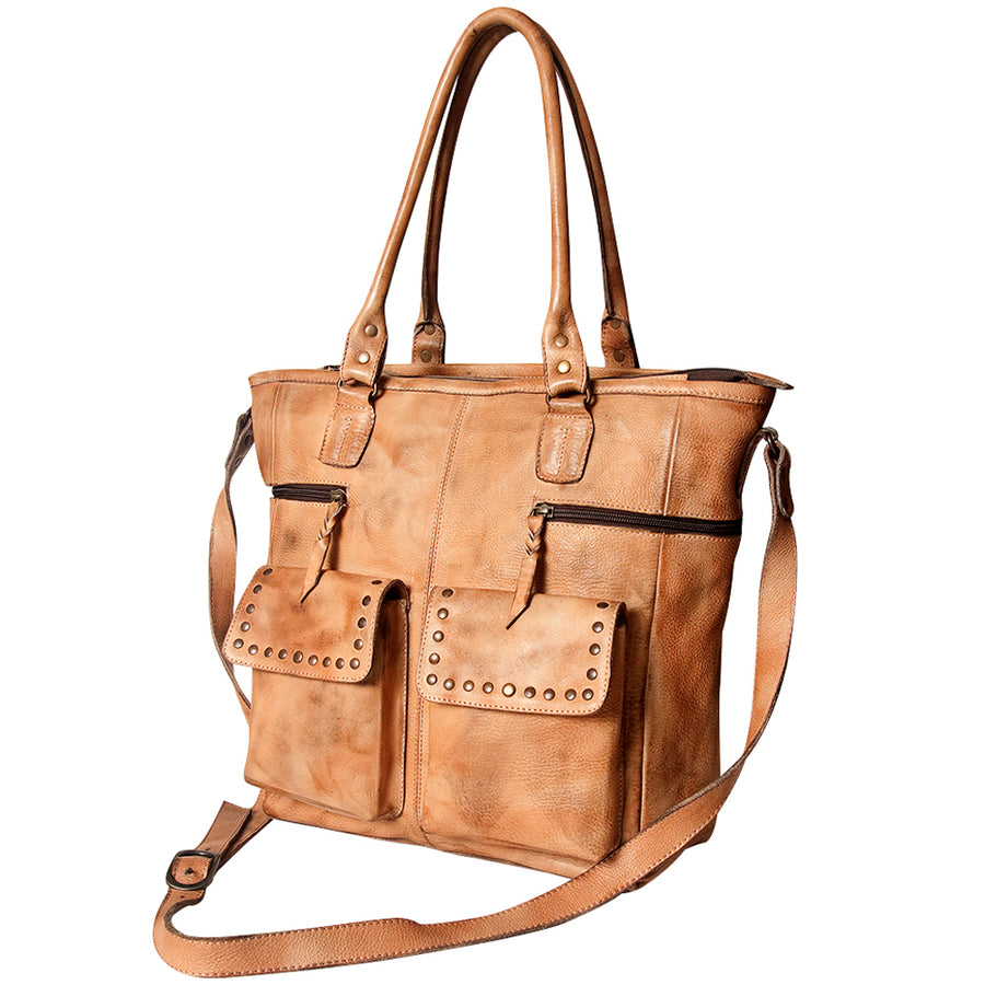 Never Mind Nmbg116C Tote Vintage Handmade Genuine Cowhide Leather by Hilason – Cowboy and equestrian accessories