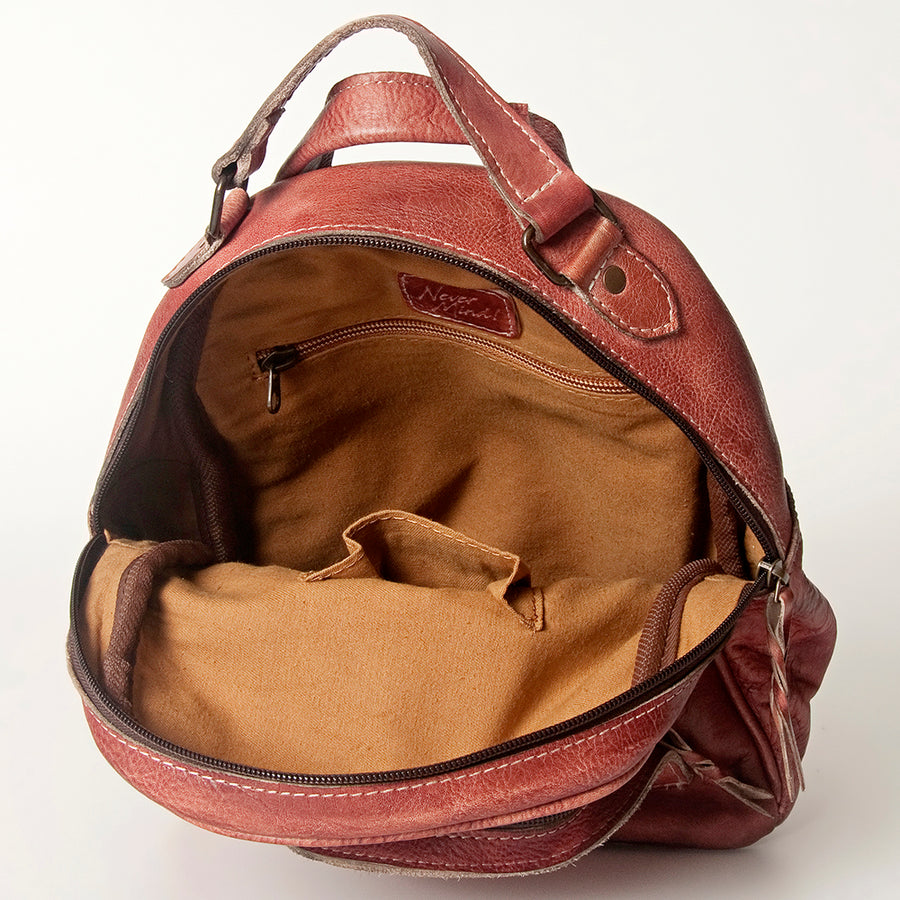 Never Mind Nmbg119C Backpack Vintage Handmade Genuine Cowhide Leather Women Bag Western Handbag Purse