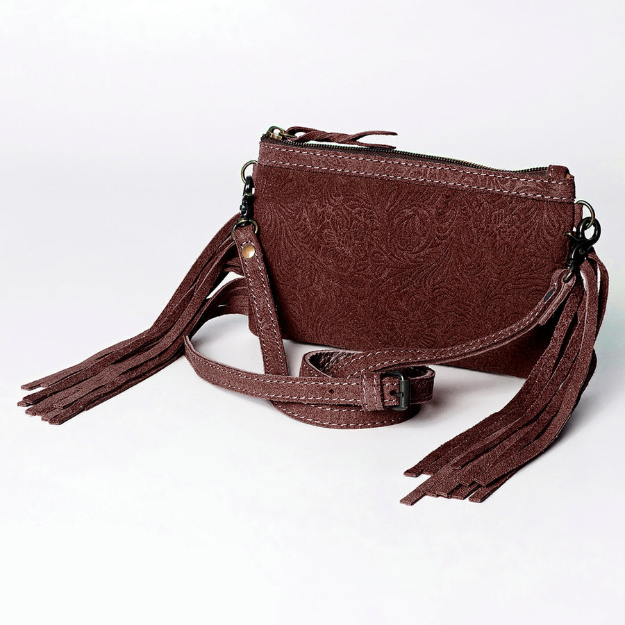 American Darling Western Small Cross body Bag Floral Embossed Damascus Genuine Leather - Uhorse