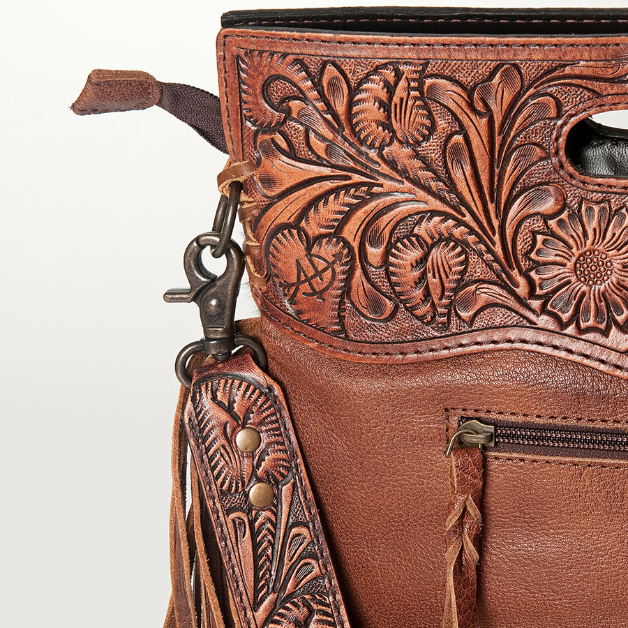 American Darling GIBGX473 Hand Tooled Hair On Genuine Leather Women Bag Western Handbag Purse