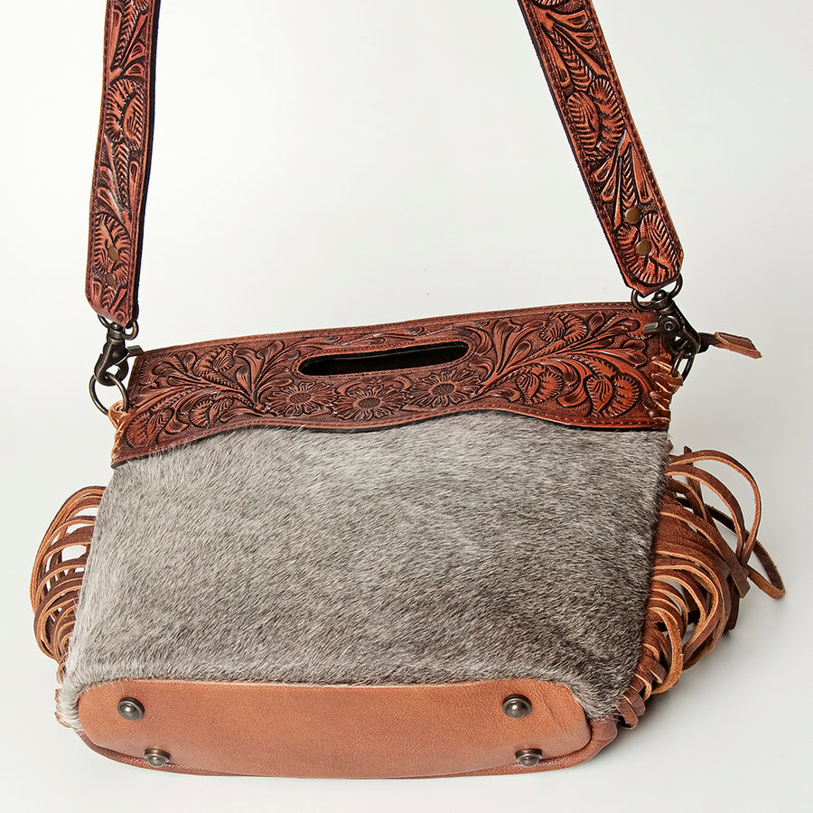 American Darling GIBGX473 Hand Tooled Hair On Genuine Leather Women Bag Western Handbag Purse