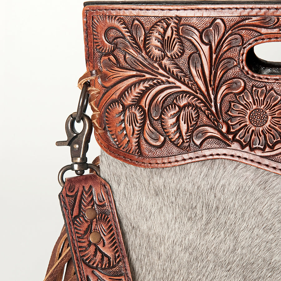 American Darling GIBGX473 Hand Tooled Hair On Genuine Leather Women Bag Western Handbag Purse