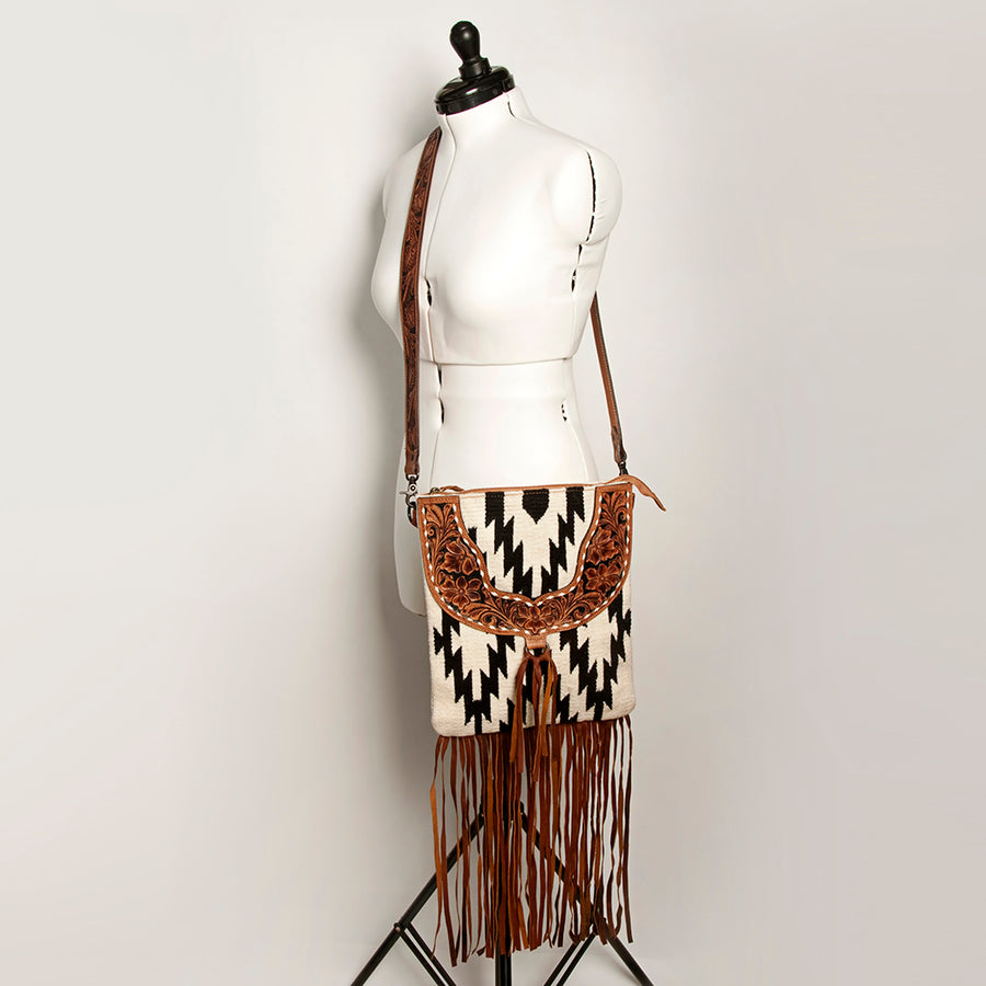American Darling Large Crossbody Hand Tooled Saddle Blanket Genuine Leather Western Women Bag Handbag Purse | for Cute