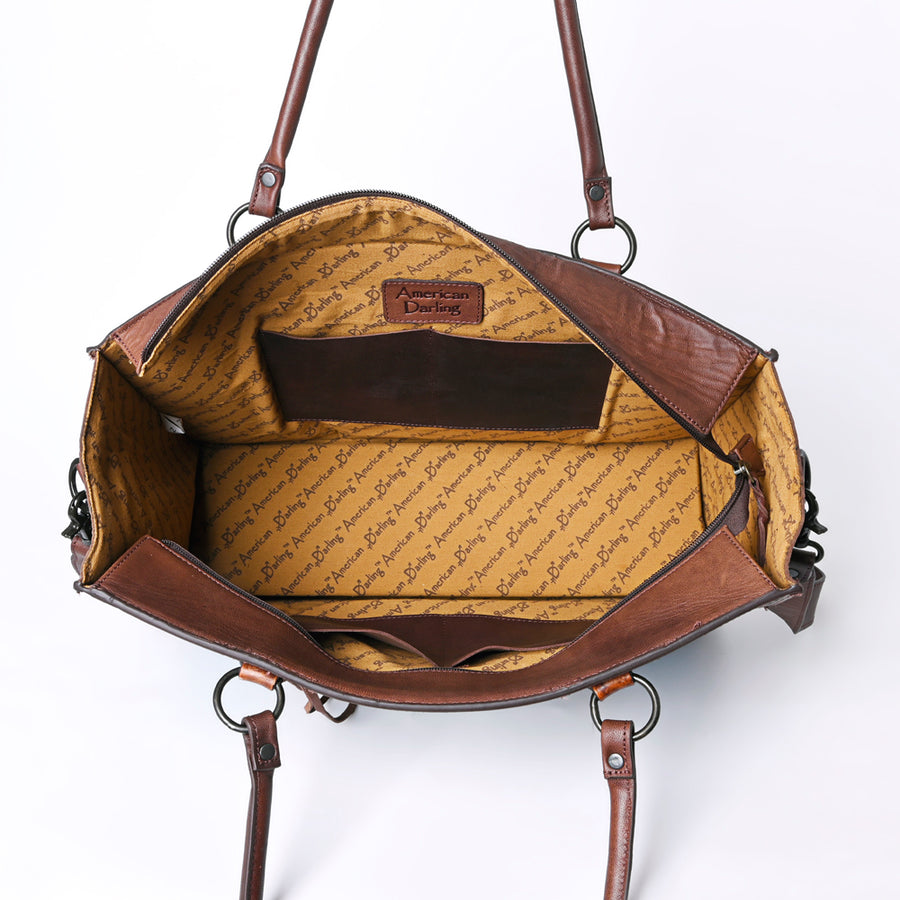 American Darling Tote Hand Tooled Hair on Genuine Leather Western Women Bag Handbag Purse | Travel Bags College Casual