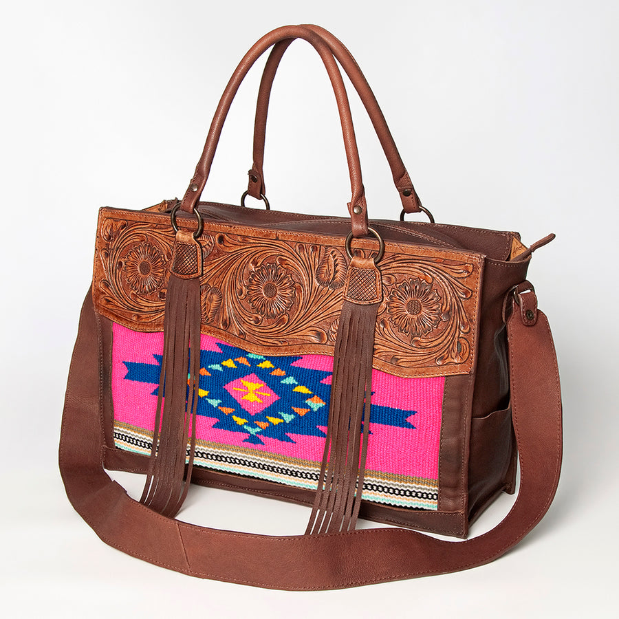American Darling Tote Hand Tooled Saddle Blanket Genuine Leather Western Women Bag Handbag Purse | Travel Bags - Uhorse