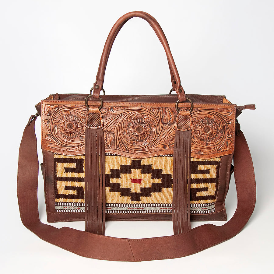 American Darling Tote Hand Tooled Hair on Genuine Leather Western Women Bag Handbag Purse | Travel Bags College Casual