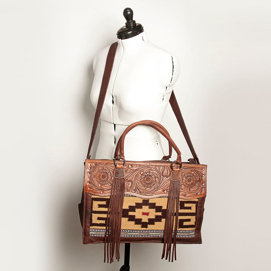 American Darling Tote Hand Tooled Hair on Genuine Leather Western Women Bag Handbag Purse | Travel Bags College Casual