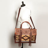 American Darling Tote Hand Tooled Hair On Genuine Leather Women Bag Western Handbag Purse