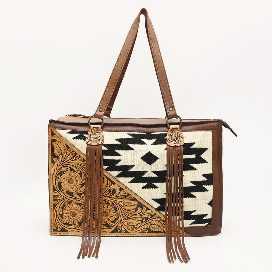 American Darling Tote Hand Tooled Hair on Genuine Leather Western Women Bag Handbag Purse | Travel Bags College Casual