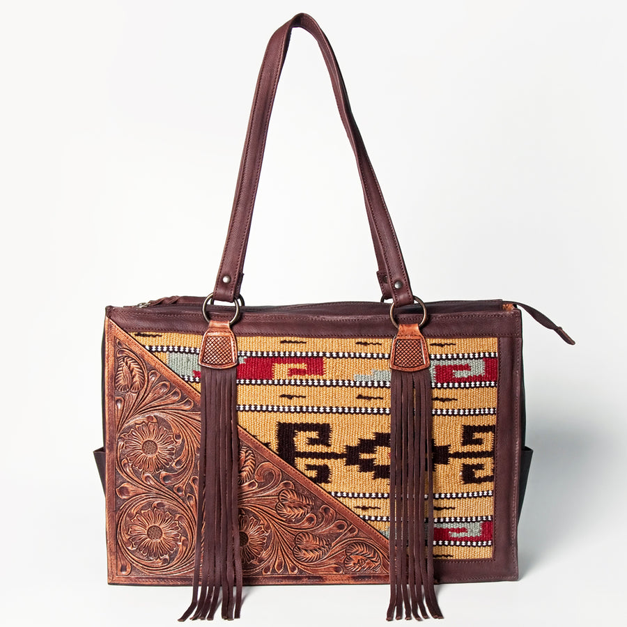 American Darling Tote Hand Tooled Hair on Genuine Leather Western Women Bag Handbag Purse | Travel Bags College Casual