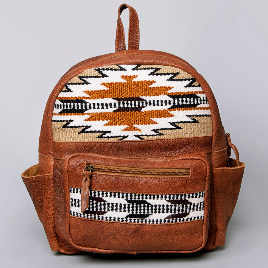 American Darling Backpack Saddle Blanket Fabric Genuine Leather Western Women Bag | for Laptop School Purse Travel