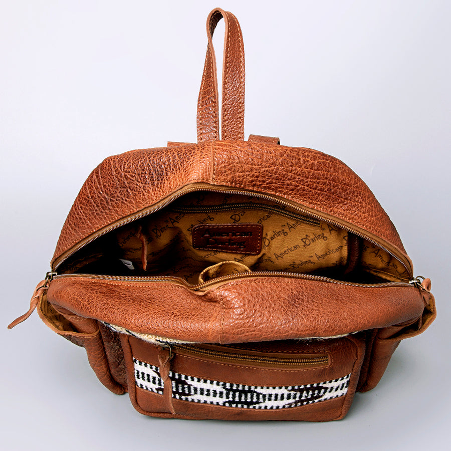 American Darling Backpack Saddle Blanket Fabric Genuine Leather Western Women Bag | for Laptop School Purse Travel