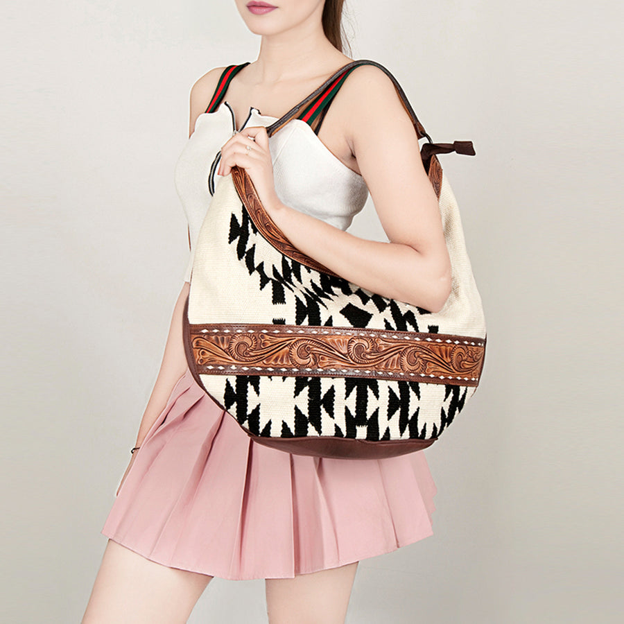 American Darling Hobo Hand Tooled Saddle Blanket Genuine Leather Western Women Bag | Handbag Purse Bags for Cute