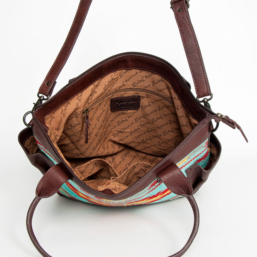 American Darling Tote Saddle Blanket Genuine Leather Western Women Bag Handbag Purse | Travel Bags Cute College Casual for