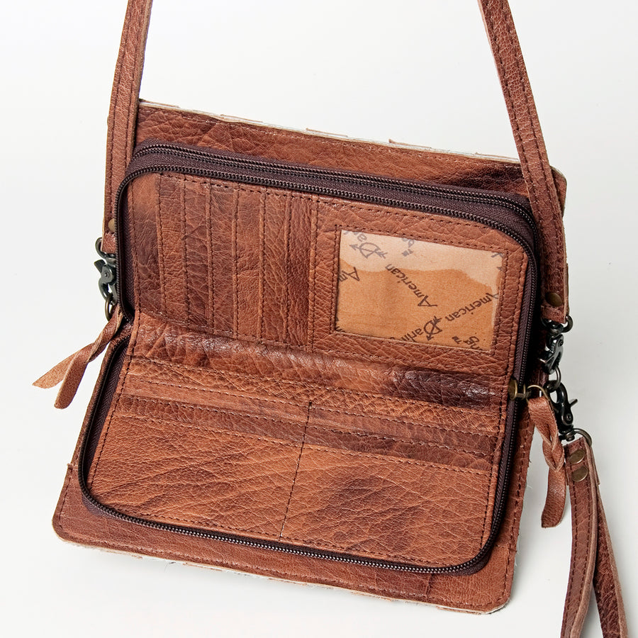 American Darling Organiser Bag Handcrafted from Crocodile Embossed Genuine Leather with YKK Zipper and Detachable Strap