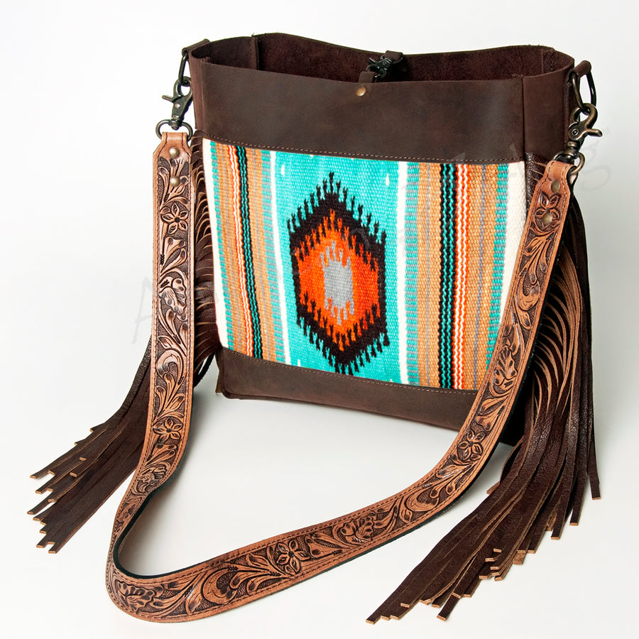 American Darling Hand Tooled Floral and Saddle Blanket Western Messenger Bag - Uhorse