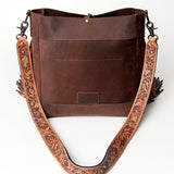 American Darling Messenger Bag Hand Tooled Floral Carved Saddle Blanket Leather Western Bag with Fringes & YKK Zipper