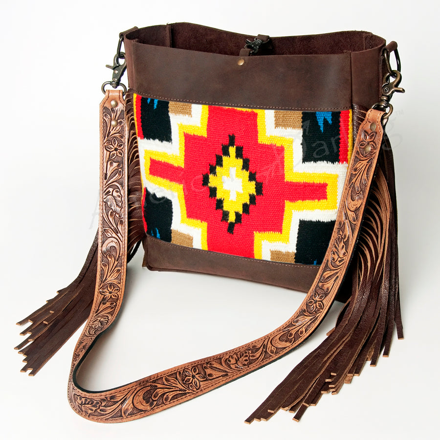 American Darling Hand Tooled Floral and Saddle Blanket Western Messenger Bag - Uhorse