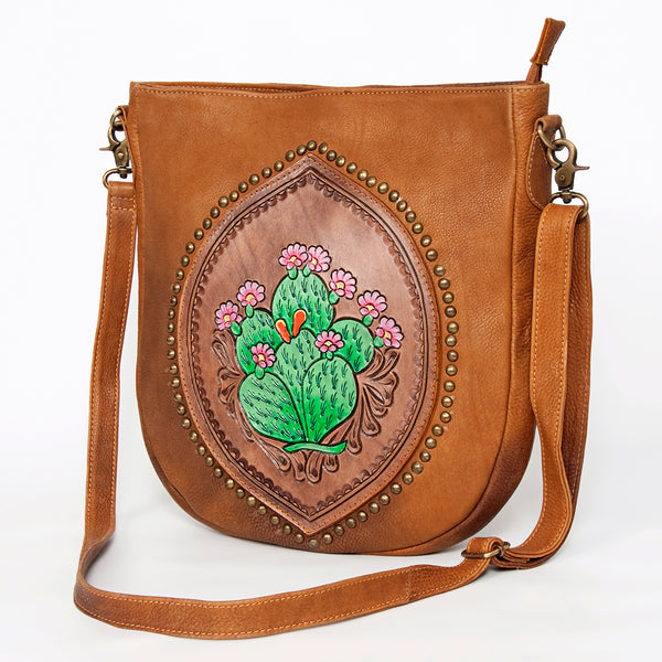 American Darling Hand Tooled Large Cross body Bag - Hair-On Cowhide Western Leather - Uhorse