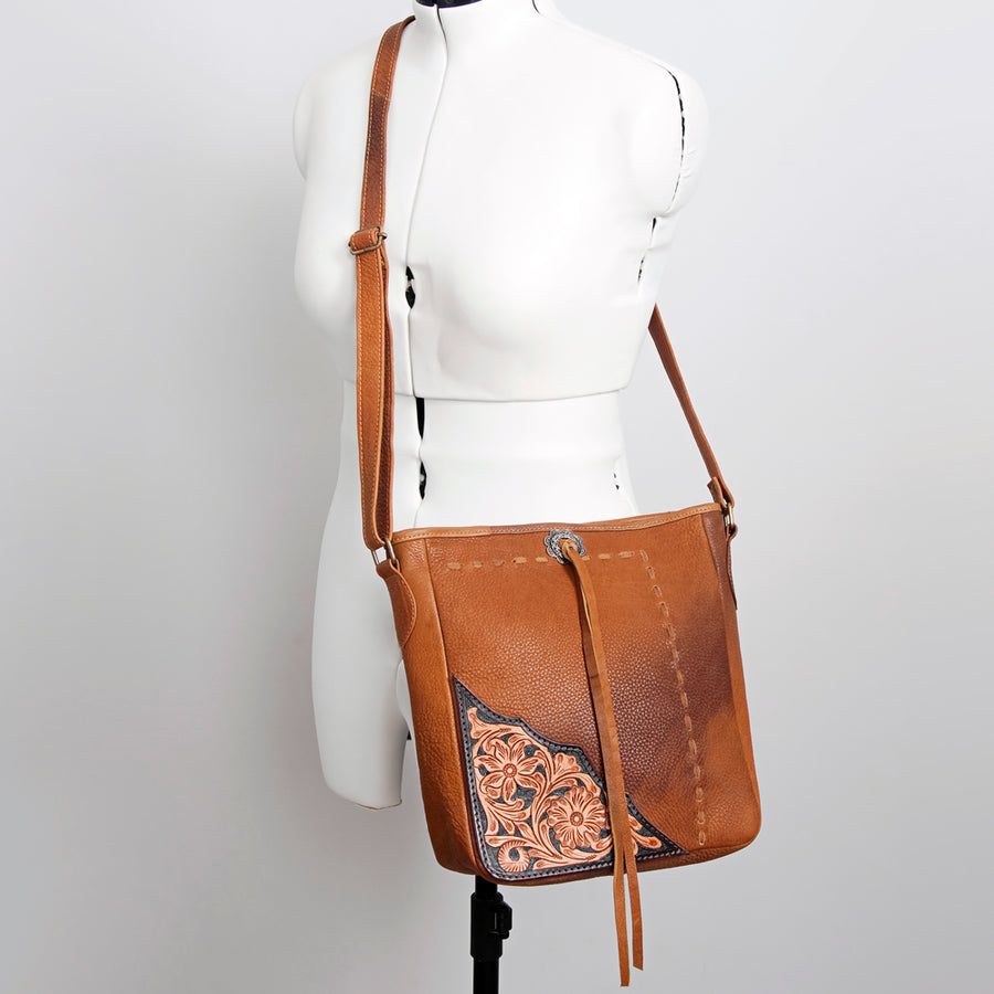 American Darling Cross Body Hand Tooled Hair on-Genuine Leather Western Women Bag Handbag Purse | Crossbody for Cute