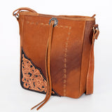 American Darling Cross Body Hand Tooled Hair on-Genuine Leather W.