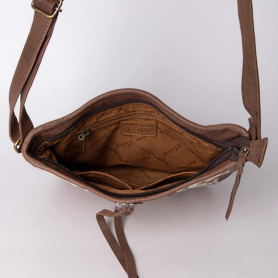 American Darling Cross Body Hand Tooled Hair on-Genuine Leather Western Women Bag Handbag Purse | Crossbody for Cute