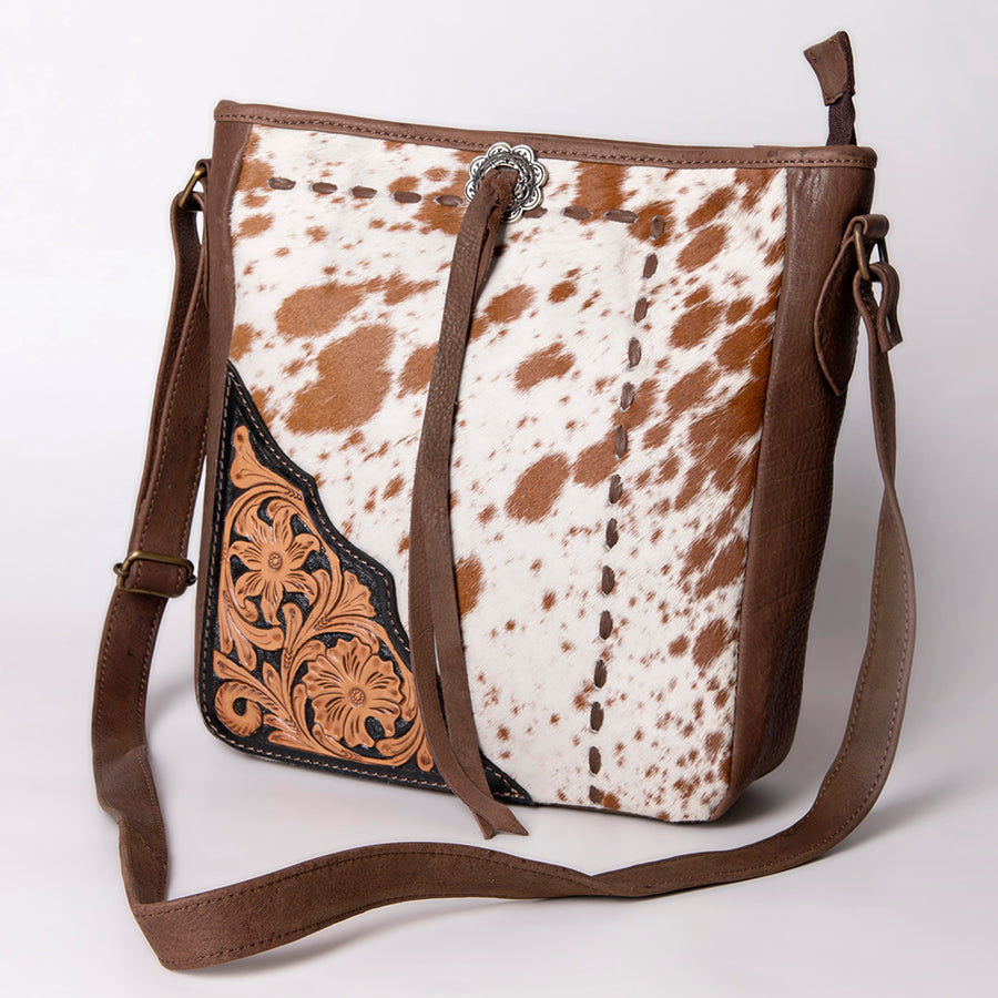 American Darling Cross Body Hand Tooled Hair on-Genuine Leather Western Women Bag Handbag Purse | Crossbody for Cute