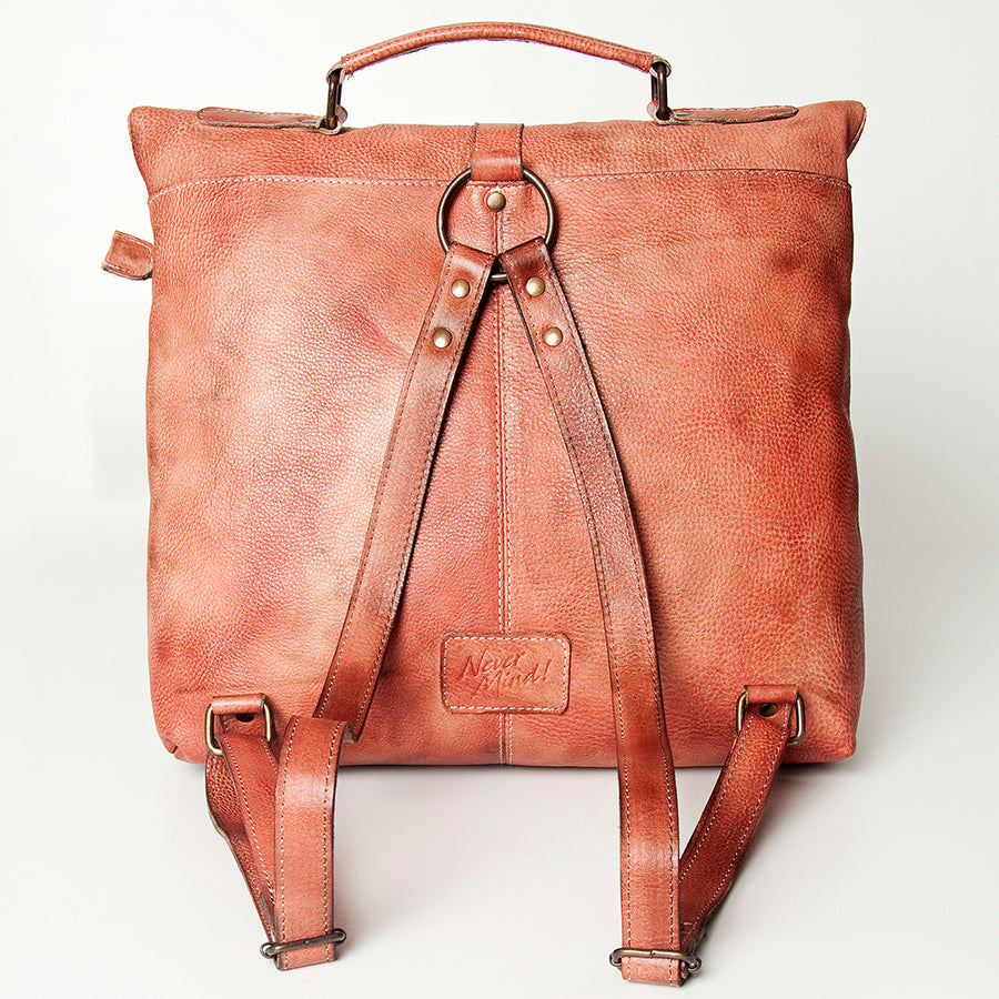 Never Mind Nmbg134C Backpack Vintage Handmade Genuine Cowhide Leather Women Bag Western Handbag Purse