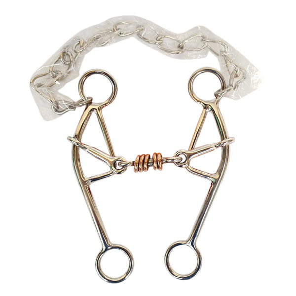 HILASON 5" Snaffle Mouth Western Horse Gag Double Jointed Bit with Dogbone Copper Rollers Link SS - Uhorse