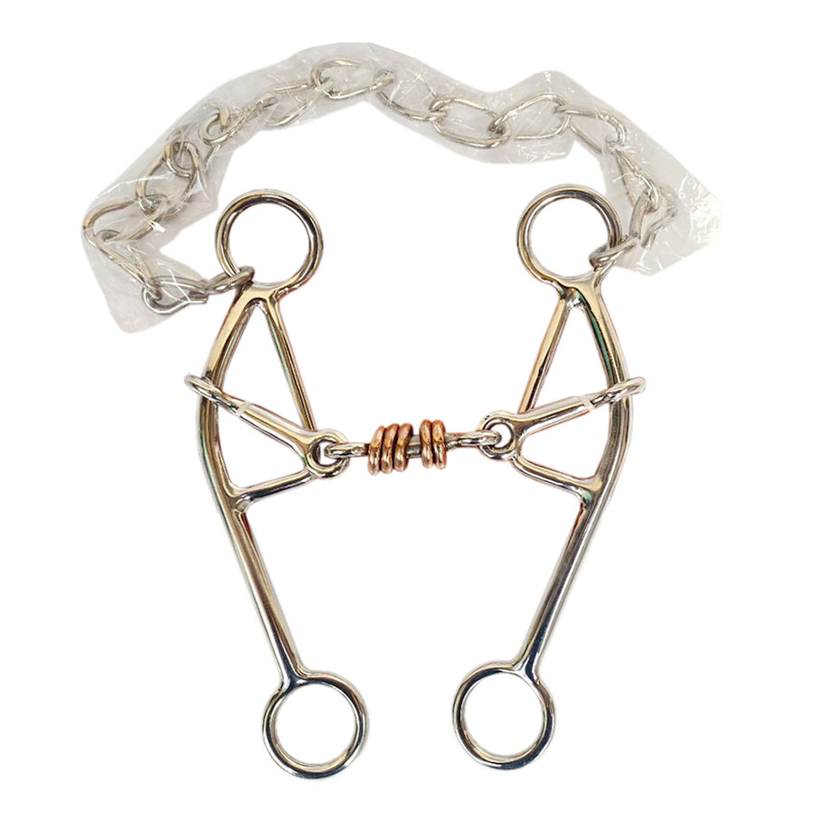 HILASON 5" Snaffle Mouth Western Horse Gag Double Jointed Bit with Dogbone Copper Rollers Link SS - Uhorse
