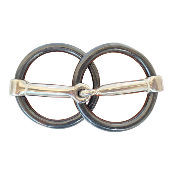 HILASON Western Horse Weighted O Ring Snaffle Bit SS and Black Sweet Iron - Uhorse