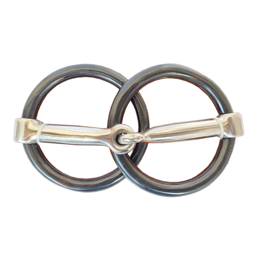 HILASON Western Horse Weighted O Ring Snaffle Bit SS and Black Sweet Iron - Uhorse