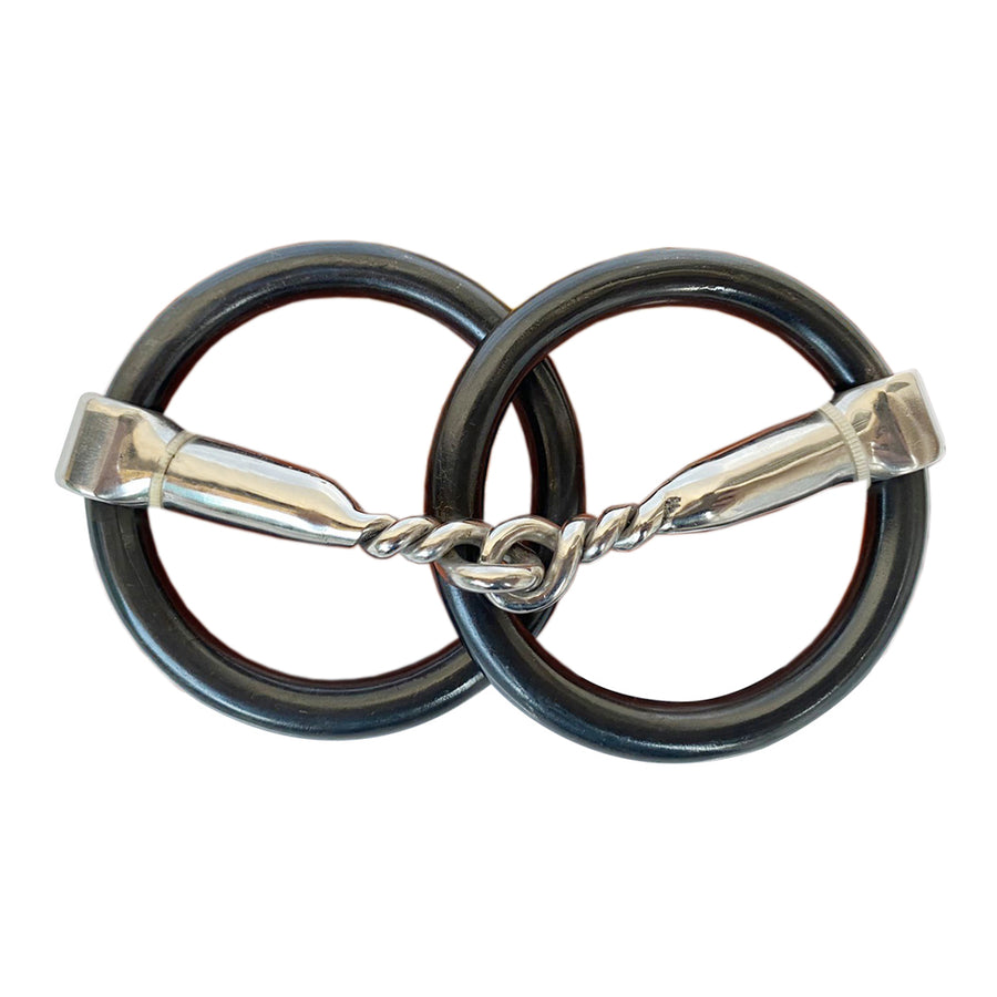 HILASON Western Horse Weighted O Ring Twisted Snaffle Bit SS and Black Sweet Iron - Uhorse