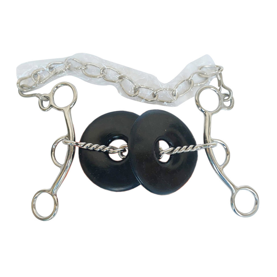 BAR H EQUINE Western Horse Short Shank Twisted Wire Mouth Rubber Donut Stainless Steel Bit - Uhorse