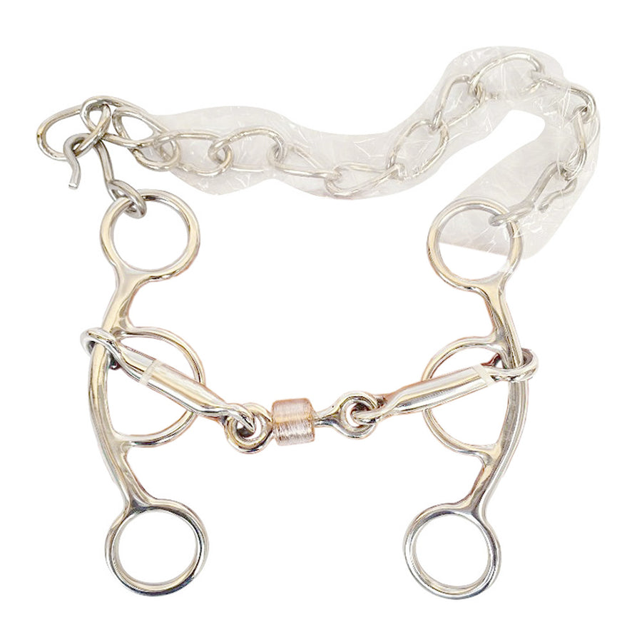 BAR H EQUINE Western Horse Dogbone with Stainless Steel Mouthpiece, Copper Roller and Curb Chain - Uhorse