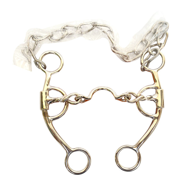 BAR H EQUINE Western Horse Fixed Cheek Twisted Low Port Stainless Steel Curb Bit - Uhorse