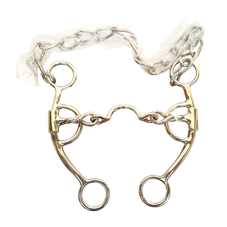 BAR H EQUINE Western Horse Fixed Cheek Twisted Low Port Stainless Steel Curb Bit - Uhorse