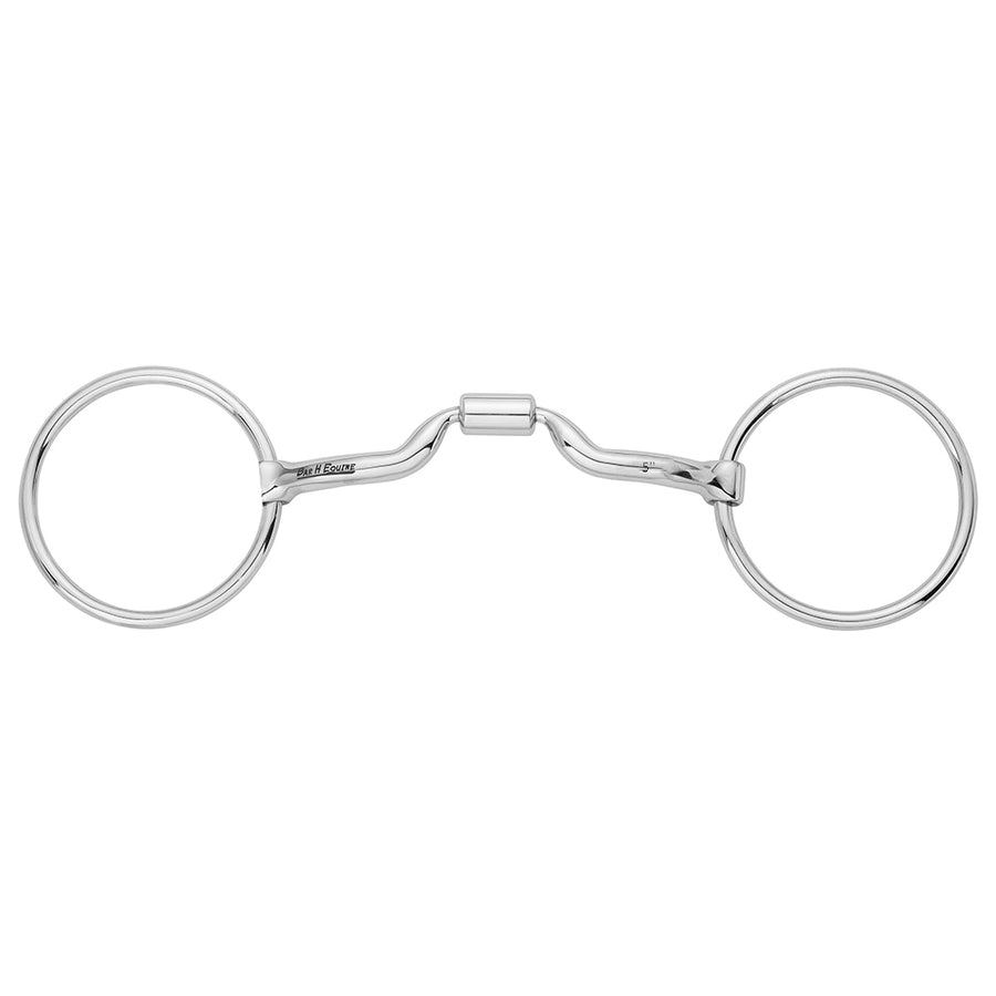BAR H EQUINE 5 In Loose O Ring Snaffle with Low Port Comfort Mouthpiece Stainless Steel - Uhorse