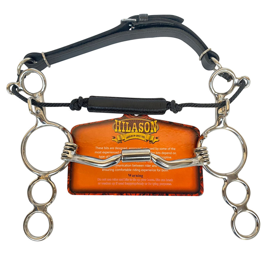 BAR H EQUINE 5 In Mouth O Ring Low Port Gag Bit Solid Stainless Steel with leather strap - Uhorse