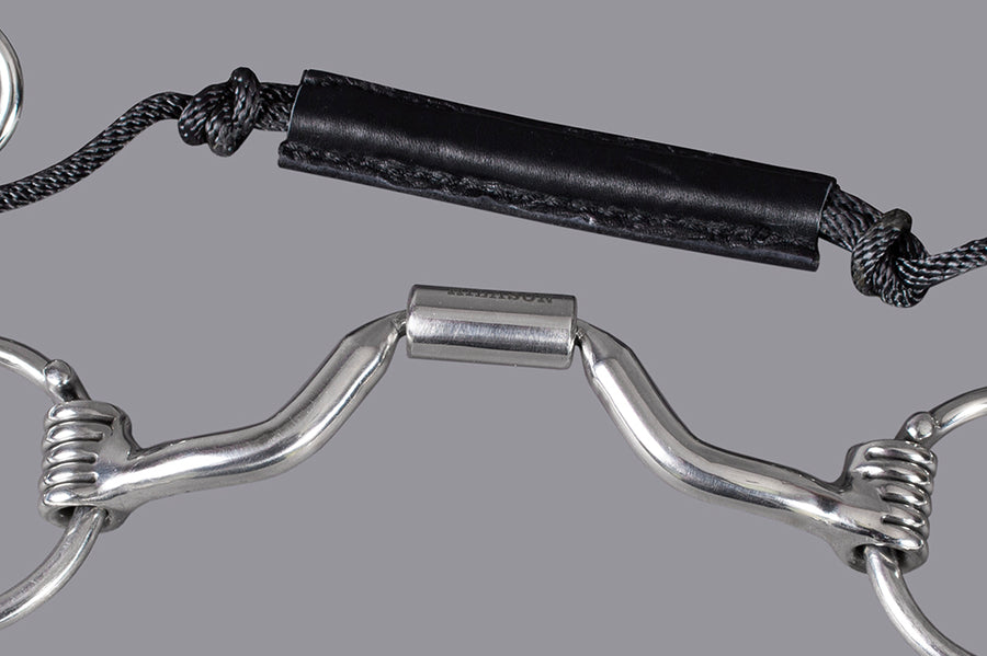HILASON Med Port Stainless Steel O Ring Combination Elevator Bit w/ leather strap