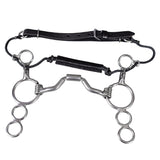 Bar H Equine Med Port Stainless Steel 3-Ring Combination Elevator Bit w/ leather strap