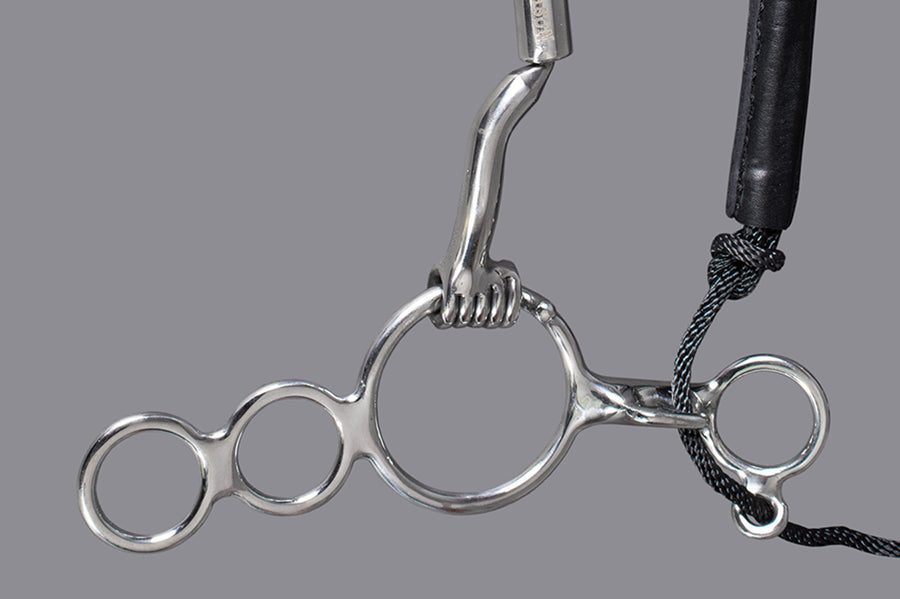 Hilason Mouth O Ring Low Port Gag Bit Solid Stainless Steel w/ leather strap | Horse Bits Western Training