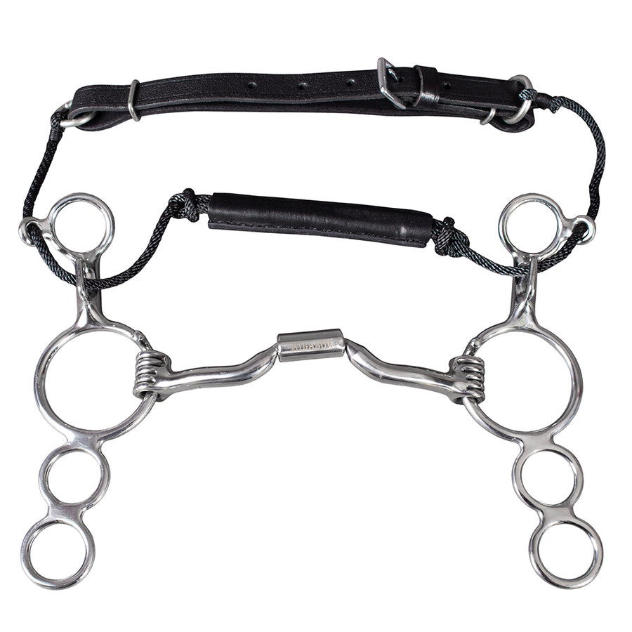 Hilason Mouth O Ring Low Port Gag Bit Solid Stainless Steel with leather strap - Uhorse