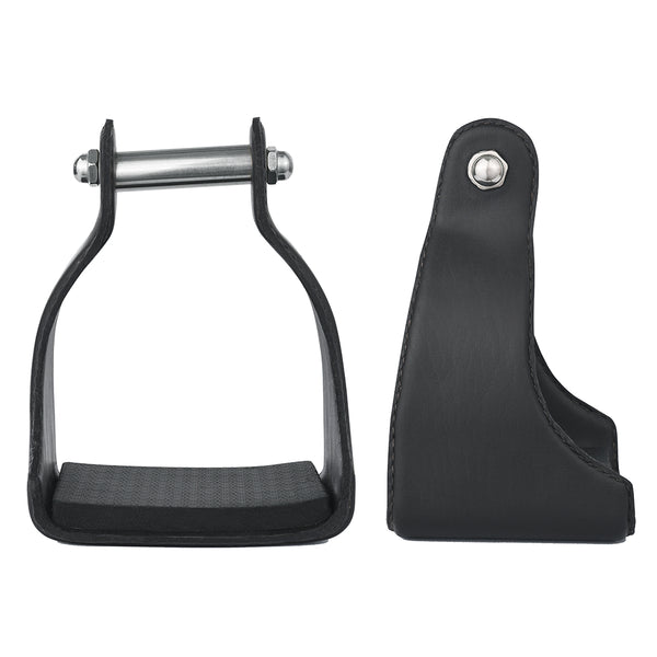 2.5" Neck Bar H Equine Western Horse Heavy-Duty Genuine Leather Alum. padded Stirrups - Uhorse