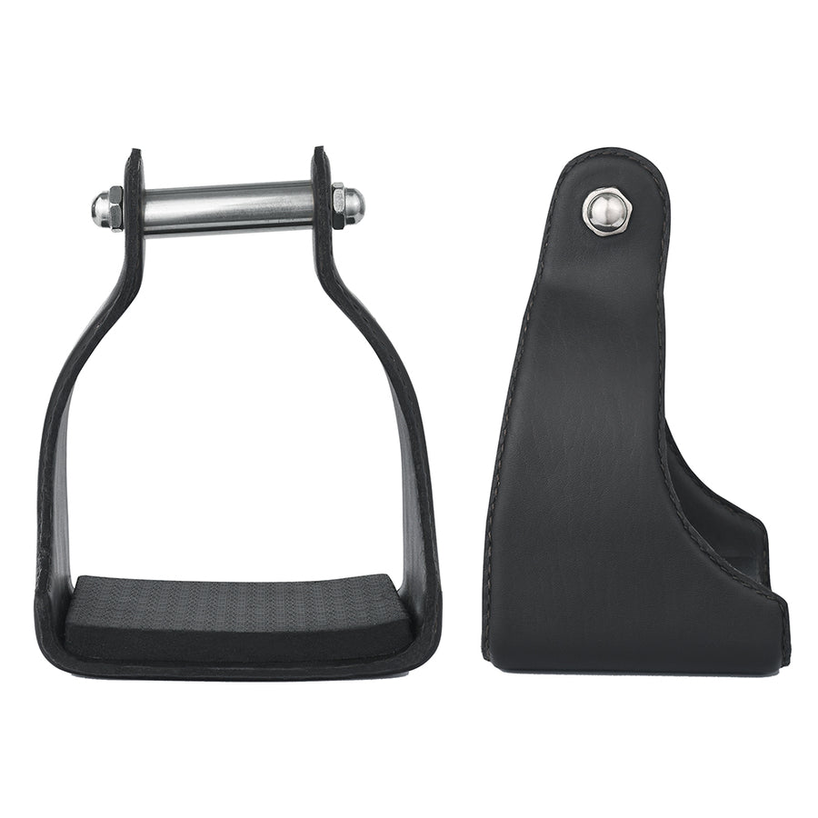 2.5" Neck Bar H Equine Western Horse Heavy-Duty Genuine Leather Alum. padded Stirrups - Uhorse