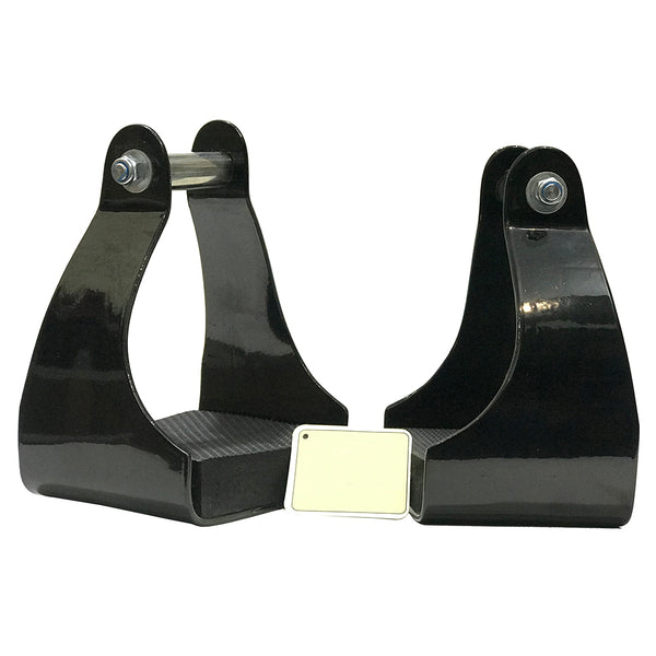 Bar H Equine 2.5 In Neck Western Horse Heavy-Duty Aluminium Saddle Stirrups Pair Black - Uhorse