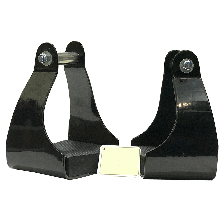 Bar H Equine 2.5 In Neck Western Horse Heavy-Duty Aluminium Saddle Stirrups Pair Black - Uhorse