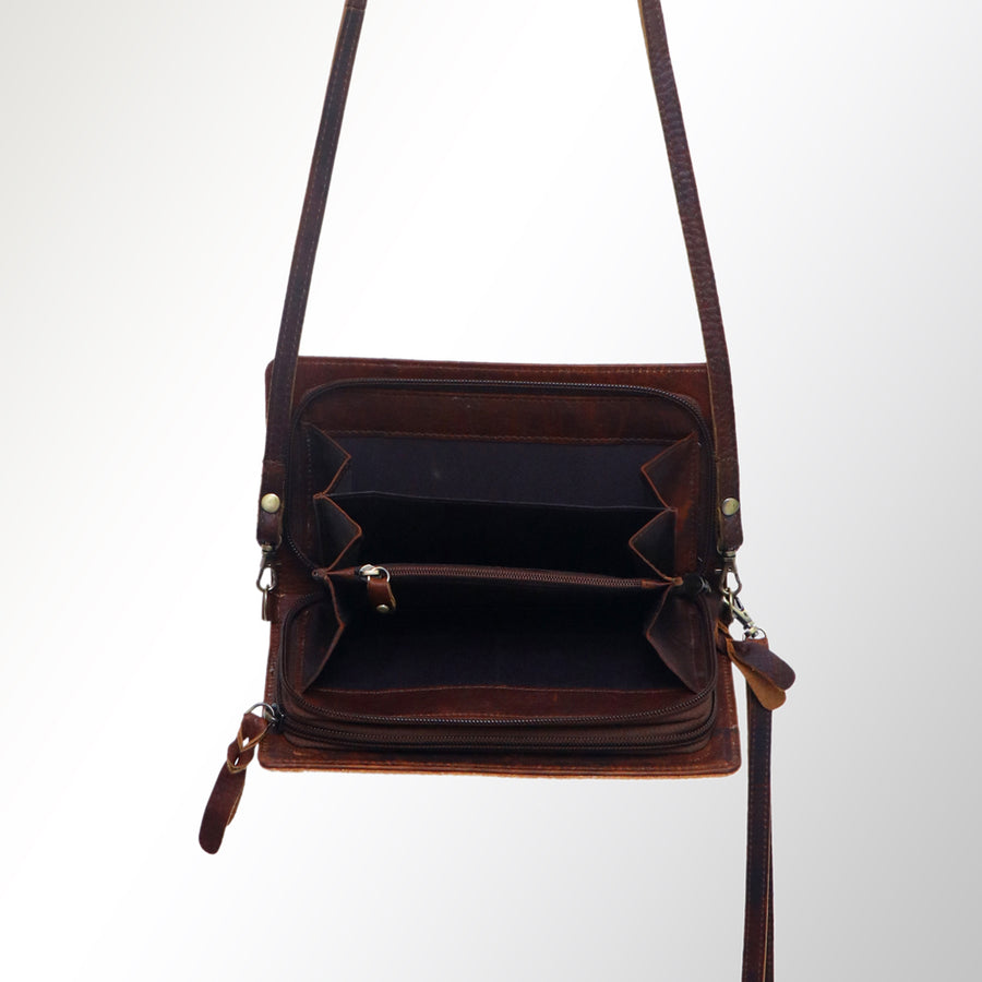 American Darling Organiser Bag, Hand Painted Western Leather, Vegetable Tanned Full Grain, 4in (H) X 8in (W) X 1.5in (D)