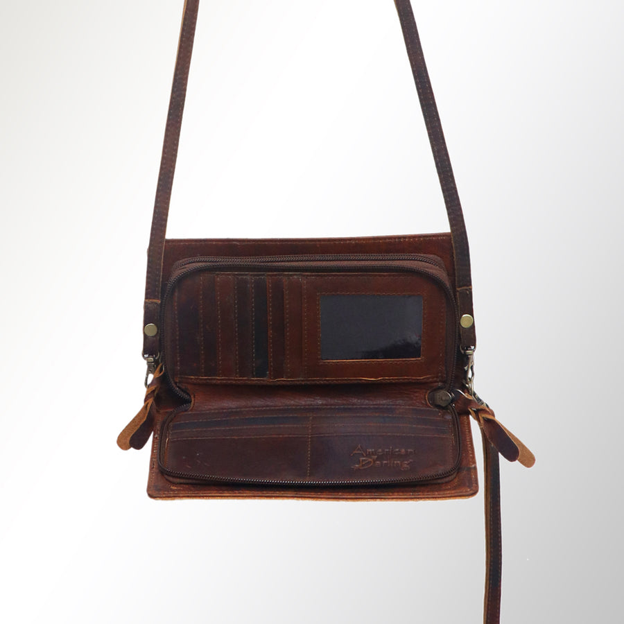 American Darling Organiser Bag, Hand Painted Western Leather, Vegetable Tanned Full Grain, 4in (H) X 8in (W) X 1.5in (D)