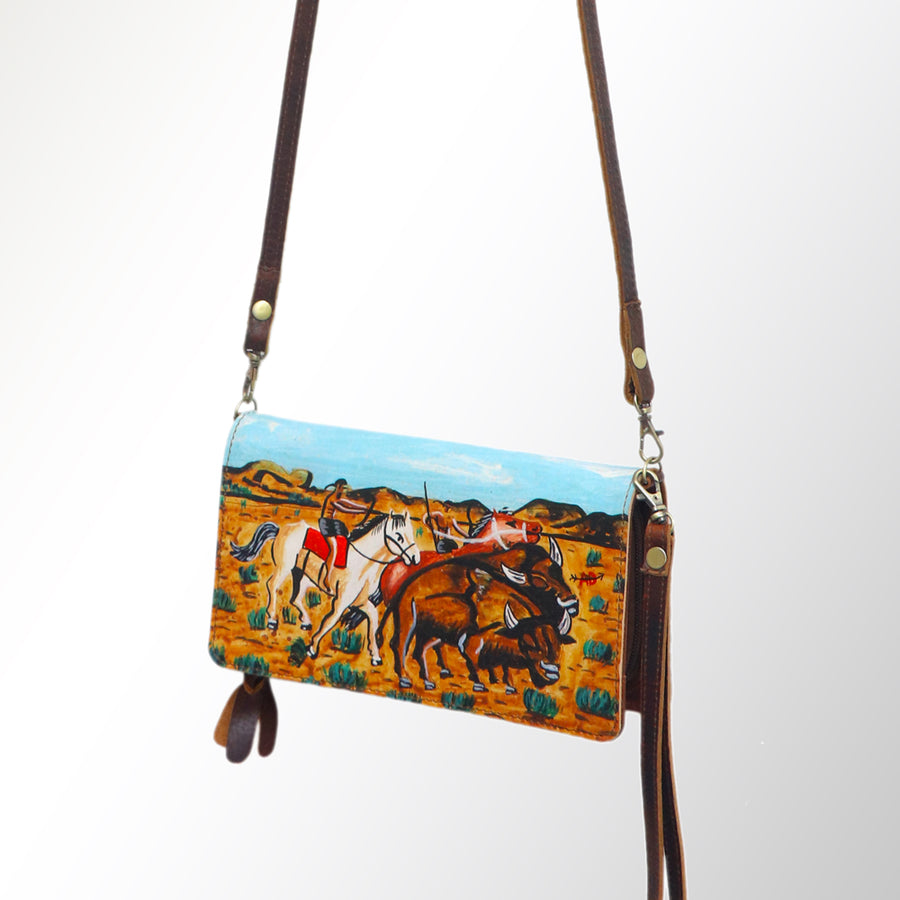 American Darling Hand Painted Western Leather Organiser Bag - Handcrafted - Uhorse